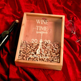Wooden Wine Cork Collector, Couple Wine Display Box - Image 1