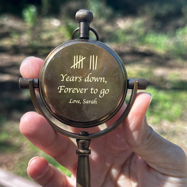 Personalized Photo Engraved Brass Table Clock - Image 2