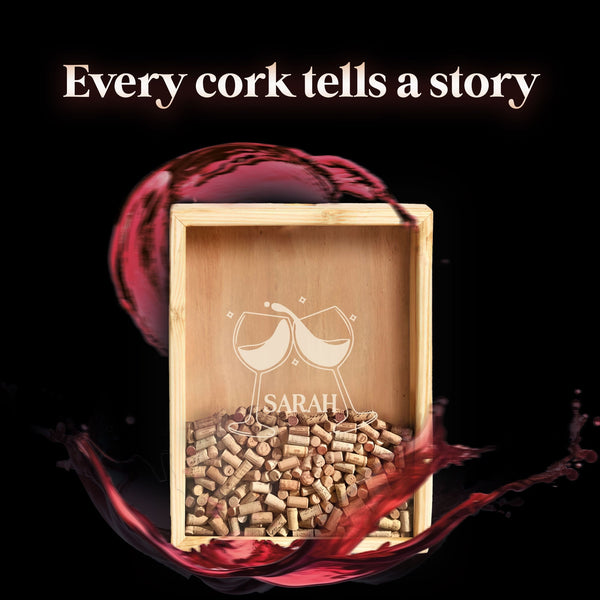 Wooden Wine Cork Collector, Couple Wine Display Box - Image 2
