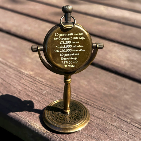 Personalized Photo Engraved Brass Table Clock - Image 3