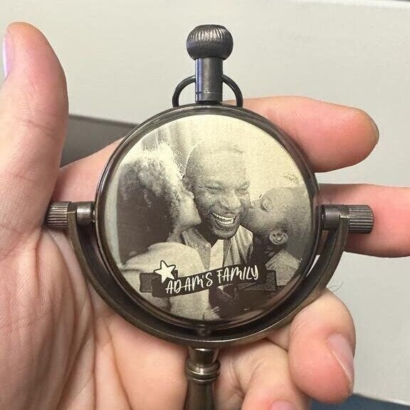 Personalized Photo Engraved Brass Table Clock - Image 4