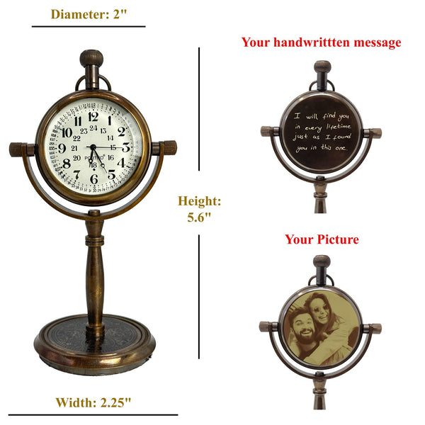 Personalized Photo Engraved Brass Table Clock - Image 7