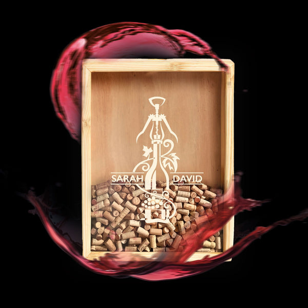 Wooden Wine Cork Collector, Couple Wine Display Box - Image 9